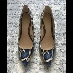 Sandales à Talons Zara - Imprimé Serpent Bleu, Cuir Synthétique, Taille 38, Neuves Avec Emballage